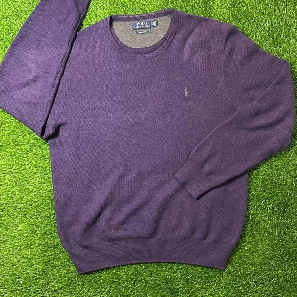 polo ralph lauren purple pima cotton knit sweater